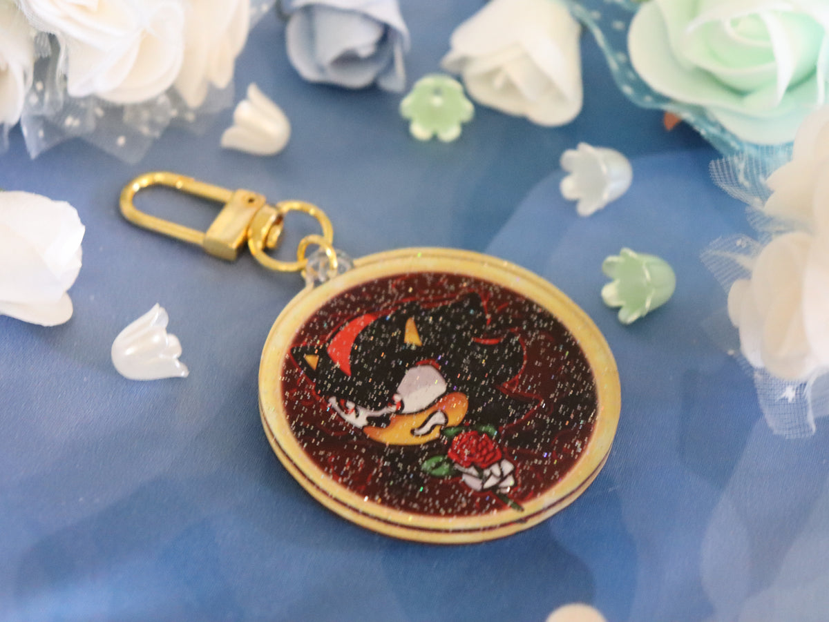 Sonic Glitter Acrylic Charm